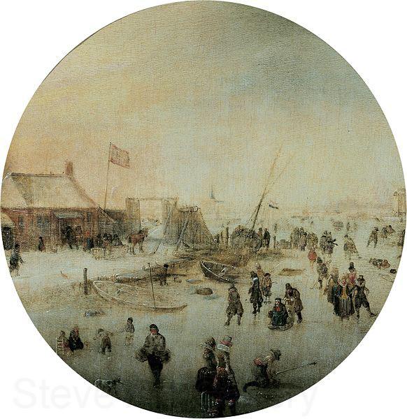 Hendrick Avercamp Winter landscape with skates and people playing kolf Norge oil painting art
